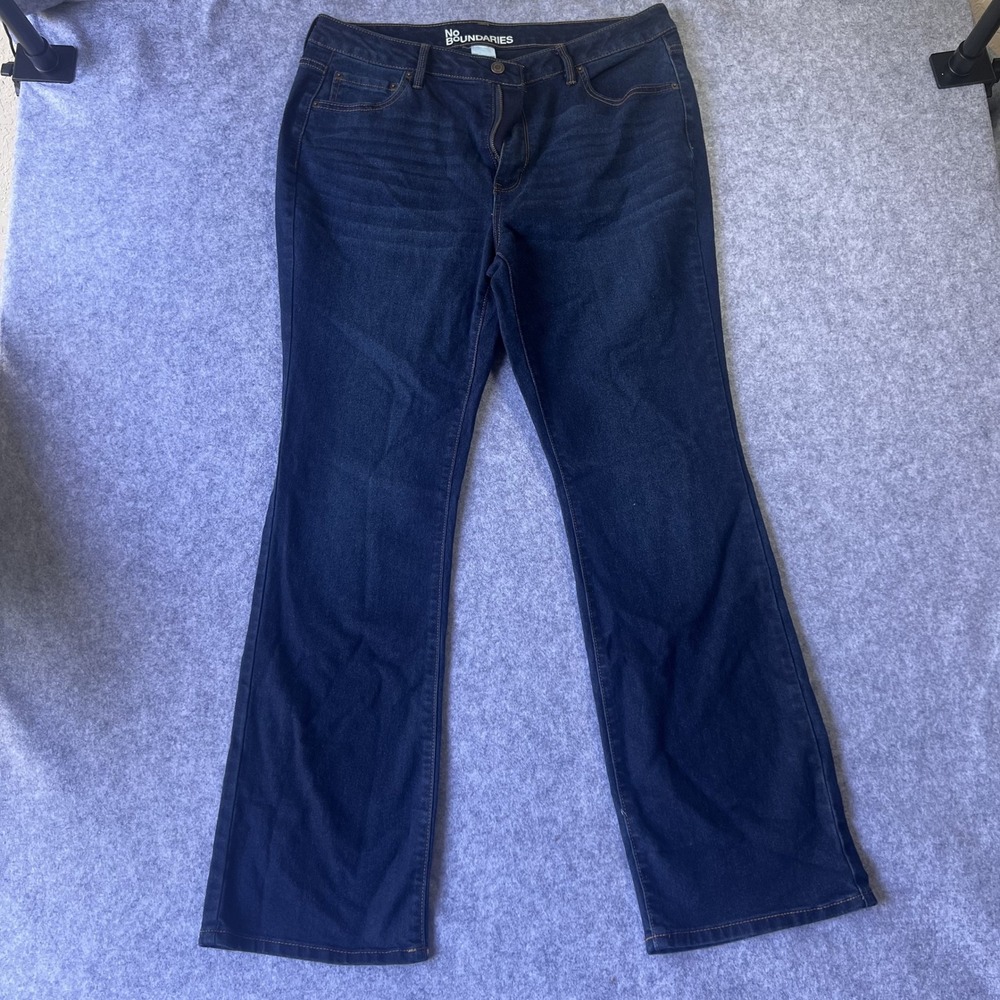 No‎ Boundaries Flare Jeans Size 18 Dark Wash Stretch Denim